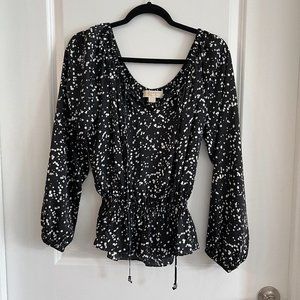 Michael Michael Kors Long Sleeve Black and White Blouse Size Medium